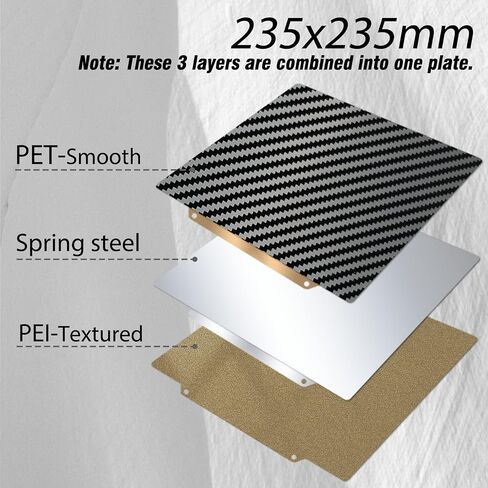 لوحة بناء من ألياف الكربون PET + PEI، لوح فولاذي زنبركي مرن 235 × 235 مم لطابعة Ender 3/ Adventurer 5M/Neptune 3 Pro/Neptune 4/Ender 3 V2/Ender 3 S1/Ender 3 Neo/Ender 3 V2 Neo ثلاثية الأبعاد. in Saudi Arabia