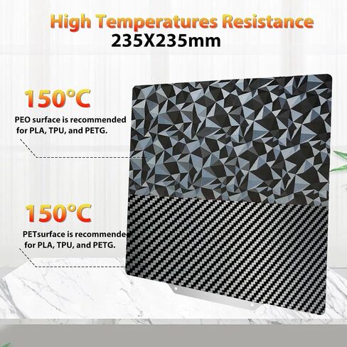 لوحة بناء من ألياف الكربون PET + PEI، لوح فولاذي زنبركي مرن 235 × 235 مم لطابعة Ender 3/ Adventurer 5M/Neptune 3 Pro/Neptune 4/Ender 3 V2/Ender 3 S1/Ender 3 Neo/Ender 3 V2 Neo ثلاثية الأبعاد. in Saudi Arabia