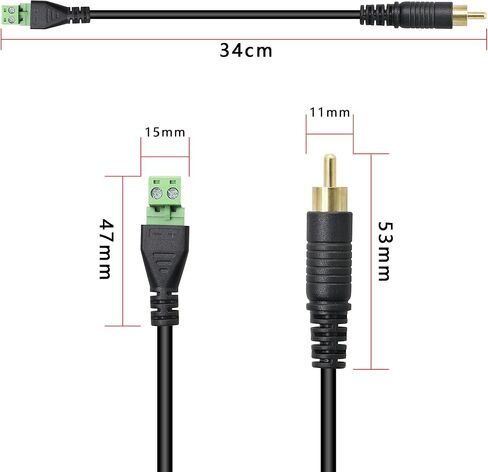 GELRHONR 1Ft RCA Male Plug to AV Screw Terminal Cable, Free-Soldering,Phono RCA Cable Audio Adapter to 2 Screw Terminal Female Audio/Video Connector-2PCS in Saudi Arabia
