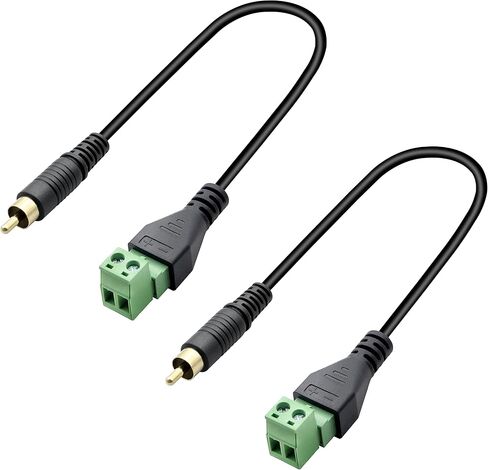 GELRHONR 1Ft RCA Male Plug to AV Screw Terminal Cable, Free-Soldering,Phono RCA Cable Audio Adapter to 2 Screw Terminal Female Audio/Video Connector-2PCS in Saudi Arabia