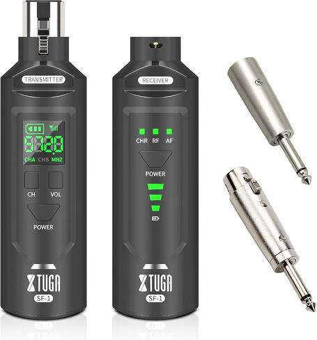 XTUGA SF-1 Wireless XLR Transmitter and Receiver UHF Wireless Guitar Transmitter Receiver with 48V Power Supply, Rechargeable Mic Adapter for Dynamic Microphone Condener MIC Audio Mixer in Saudi Arabia