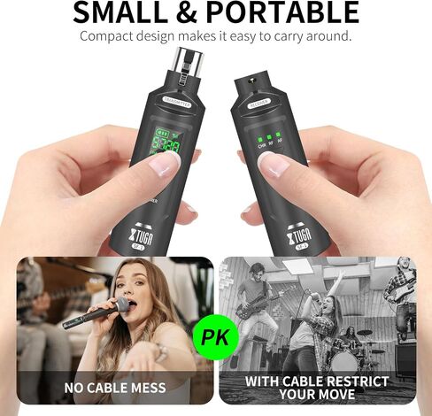 XTUGA SF-1 Wireless XLR Transmitter and Receiver UHF Wireless Guitar Transmitter Receiver with 48V Power Supply, Rechargeable Mic Adapter for Dynamic Microphone Condener MIC Audio Mixer in Saudi Arabia