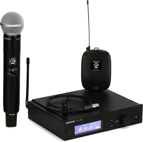 Shure SLXD124/85 Digital Wireless Microphone System with SLXD4 Single Channel Receiver, SLXD2 Handheld Transmitter with SM58 Capsule, SLXD1 Bodypack and WL185 Cardioid Lavalier Mic (J52 Band) in Saudi Arabia