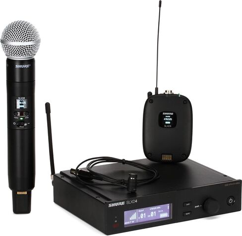 Shure SLXD124/85 Digital Wireless Microphone System with SLXD4 Single Channel Receiver, SLXD2 Handheld Transmitter with SM58 Capsule, SLXD1 Bodypack and WL185 Cardioid Lavalier Mic (J52 Band) in Saudi Arabia