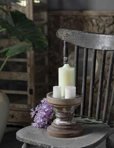 Farmhouse Antique Candle Holder for Pillar Candle, Vintage Wooden Pillar Candle Holder,Rustic Candlestick Holder for Table Centerpiece,Coffee Table Decor (6.7" x 6.7" x 7.1") in Kuwait
