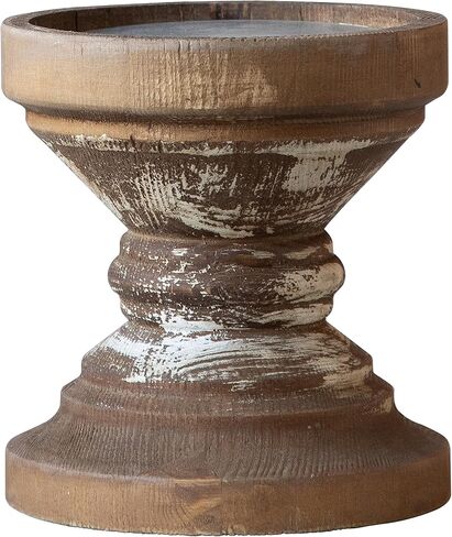 Farmhouse Antique Candle Holder for Pillar Candle, Vintage Wooden Pillar Candle Holder,Rustic Candlestick Holder for Table Centerpiece,Coffee Table Decor (6.7" x 6.7" x 7.1") in Kuwait