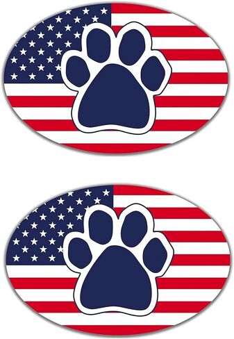 Set of 2 USA Sticker Dog Paw on US Oval Flag 4 in. Proud American Patriotic United States Flag Vinyl Decals for Car Bumper Trucks Laptop Window Wall Decoration in Saudi Arabia