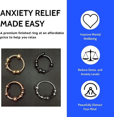 Moksha Adjustable Stainless Steel Fidget Ring | Anxiety Ring With Beads | Meditation Rings | Natural Anxiety Relief in Saudi Arabia