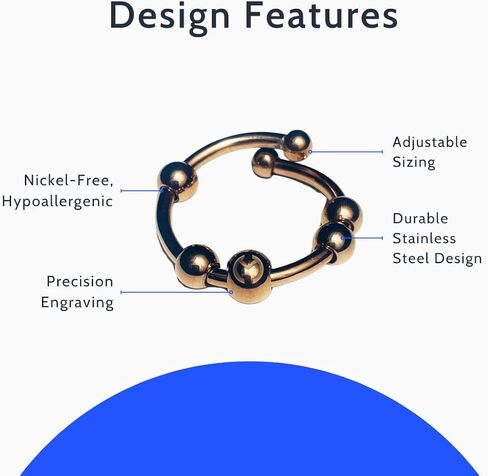 Moksha Adjustable Stainless Steel Fidget Ring | Anxiety Ring With Beads | Meditation Rings | Natural Anxiety Relief in Saudi Arabia