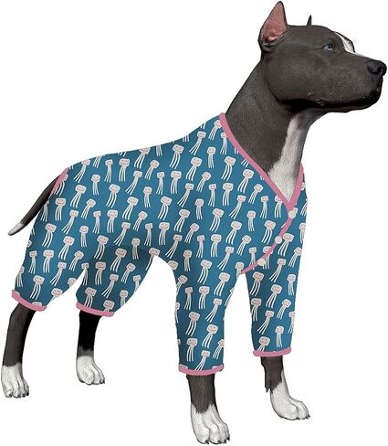 بيجامة LovinPet للكلاب العملاقة - ملابس للكلاب، قماش خفيف الوزن وقابل للتمدد، بذلة للكلاب بطباعة الأخطبوط الأزرق، سهلة الارتداء ملابس للكلاب الكبيرة، مقاس XL in Saudi Arabia