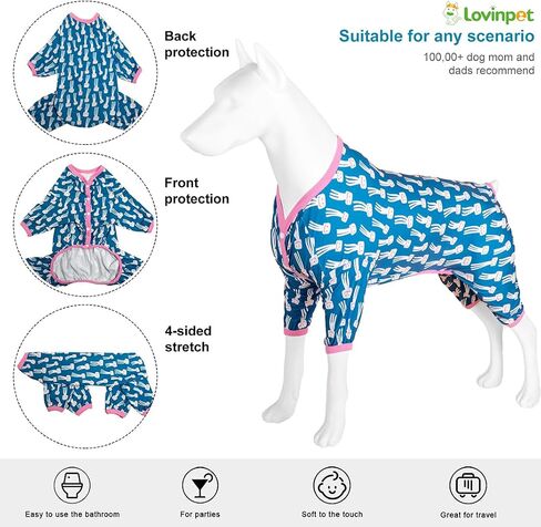 بيجامة LovinPet للكلاب العملاقة - ملابس للكلاب، قماش خفيف الوزن وقابل للتمدد، بذلة للكلاب بطباعة الأخطبوط الأزرق، سهلة الارتداء ملابس للكلاب الكبيرة، مقاس XL in Saudi Arabia