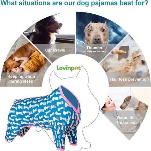 بيجامة LovinPet للكلاب العملاقة - ملابس للكلاب، قماش خفيف الوزن وقابل للتمدد، بذلة للكلاب بطباعة الأخطبوط الأزرق، سهلة الارتداء ملابس للكلاب الكبيرة، مقاس XL in Saudi Arabia