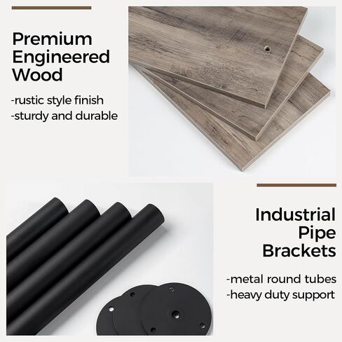 3Tier Grey Wall Shelves for Bathroom, 24 Inch Bathroom Floating Shelves Over Toilet, Industrial Pipe Shelves Wall Mounted, Rustic Floating Shelves for Wall - Grey in Saudi Arabia