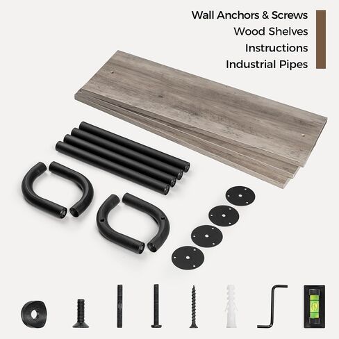3Tier Grey Wall Shelves for Bathroom, 24 Inch Bathroom Floating Shelves Over Toilet, Industrial Pipe Shelves Wall Mounted, Rustic Floating Shelves for Wall - Grey in Saudi Arabia