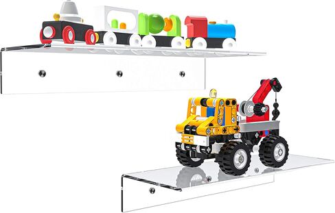 Jusalpha® أرفف عائمة من الأكريليك الشفاف المعاصر مقاس 12 بوصة - منظم عرض مثبت على الحائط بسمك 5 مم، مجموعة من 2 (12 بوصة) in Kuwait