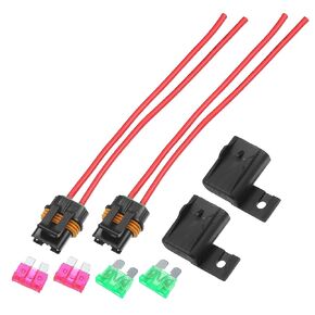 X AUTOHAUX 2 Set Inline Fuse Holder Waterproof Blade Style ATO/ATC Holder 50A 12A Gauge Wiring Harness with Cover for Automotive Marine