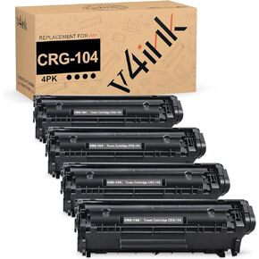 V4INK 4-Pack Compatible Toner Cartridge Replacement for Canon 104 CRG-104 FX-9 FX-10 Toner Cartridge Ink for use in Canon Imageclass D420 D450 D480 MF4150 MF4350D MF4270 MF4370DN MF4380DN Printer