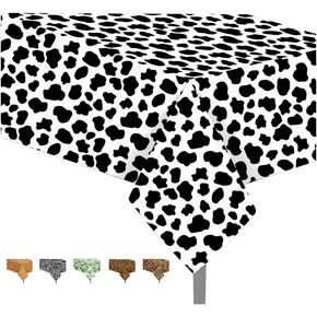 3Pack Black and White Cow Print Plastic Tablecloth. Animal Theme Party Tablecloths for Party Decoration, Rectangular Table Cover for Party,Dance,Birthday Party, Baby Showers (Cow)