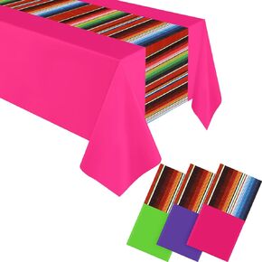 3 Pcs Mexican Table Runners 108 x54 Inch Mexican Tablecloth Mexican Theme Party Table Decorations for Fiesta Party Baby Shower Wedding Birthday