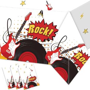 3 قطع من مفرش المائدة لتزيين حفلات الروك آند رول، غطاء طاولة لتزيين حفلات الروك مقاس 108 × 54 بوصة، مقاس كبير مستطيل مقاوم للماء، لوازم حفلات أعياد الميلاد in Kuwait