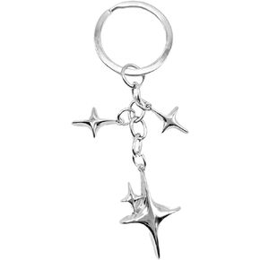 Cute Star Moon Keychain Aesthetic Accessories Stainless Steel Key Ring Purse Handbag Backpack Bag Charms Car Holder Accessories