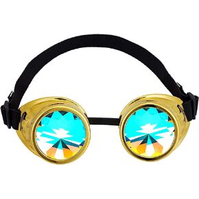 Spiked Retro Kaleidoscope Glasses Crystal Rainbow Steampunk Goggles Welding Style Goggles Cosplay Punk Goggles