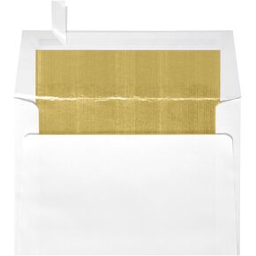 LUXPaper Square Foil Lined Invitation Envelopes | Peel & Press | 6 1/2" x 6 1/2" | White w/Gold LUX Lining | 60lb. Text | 50 Qty