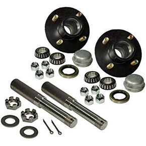 Pair of 4-Bolt On 4 Inch Hub Assembly (AKRD-200044) Includes (2) 1 Inch Straight Spindles & Bearings