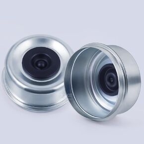XIKE 2 Set 2.72" OD Trailer Bearings Dust Cap Grease Cap with Rubber Plugs, Fits Trailer Wheel Hub 7,000 to 8,000 lb Axles.