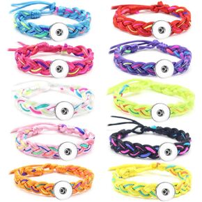 Lovglisten New 10pcs Friendship Woven Bracelet Handmade Rope Braided Snaps Button Bracelet Bangle fit 18-20MM Snaps for Women Christmas Gifts