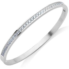 555Jewelry Womens Stainless Steel Fashion Cuff Hinged Lock Bangle Bracelet