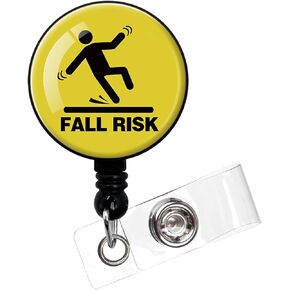 Fall Risk,Funny Badge Reel，Retractable ID Card Badge Holder with Alligator Clip，Office Badge,Hospital Badge,Suitable for Nurses,Doctors,Office Staff, Students,Volunteer