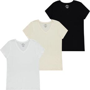 Women's Short-Sleeve V-Neck T-Shirt, Pack of 3
