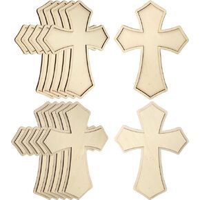 12 Inch 12 Pieces Wood Cross Antique Shaped Unfinished Wooden Cross Layered and Framed Cross for Hobby Crafts
