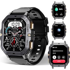 Smart Watch BT101 Waterproof Military Watch 2.03" HD Touchscreen, Sport Fitness Activity Tracker Blood Pressure Blood Oxygen Heart Rate Monitor Smartwatches Compatible with iOS and Android