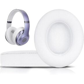 Replacement Earpads for Beats Studio 3 &Beats Studio 2 (B0500/ B0501) Headphones, The Headphone Ear Covers with Soft Leather, Density Sound Insulation Foam, Increased Thickness (White)
