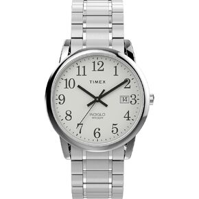 Timex Men's Easy Reader 35mm Watch - Silver-Tone Expansion Band White Dial Silver-Tone Case
