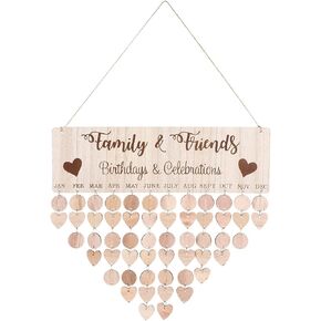Christmas Calendar Wall Hanging: Family Birthday Plaque with Tags, Christmas Wooden Reminder Calendar Plaque Sign Board Wall Hanging Family Decor Plaque Days