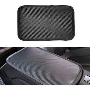 gunhunt Pack-1 Car Center Console Cover Pad, PU Leather Auto Armrest Seat Box Protector Set, Double Line Square Waterproof Center Console Mat, for Most Vehicle, SUV, Truck Interior (Black)