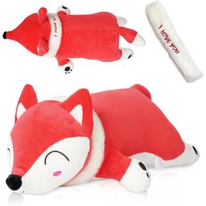Fox Stuffed Animal Plush Body Pillow, 19.7in Cute Red Soft Fox Plushie Kawaii Toy Doll Birthday Gift for Kids Boys Girls