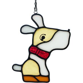 البيج الكلب الملون الزجاج suncatcher للنافذة، مضحك الكلب الحيوانات الأليفة نافذة الزجاج الملون شنقا لديكور المنزل، كبيرة لغرفة المعيشة غرفة نوم، الهدايا التذكارية الكلب لمحبي الكلاب،