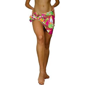 KING KAMEHA Funky Hawaiian Sarong Beach Wrap Pareo for Women Casual Bikini Cover Up Very Loud Swimsuit Print Cherryparrot