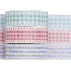 YUBBAEX Cute Printed Washi Tape 3 Rolls Japanese-Style Masking Tape Set Decorative for Arts, DIY Crafts, Journal Supplies, Planners, Scrapbook, Card/Gift Wrapping (Lace Checkered)