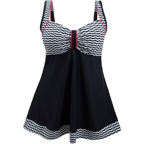 DANIFY Vintage Sailor Pin Up ملابس السباحة الرجعية قطعة واحدة تنورةيني تغطية ملابس السباحة البطن السيطرة على ثوب السباحة