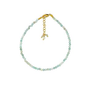 Natural Amazonite Beads Bracelet Micro Faceted Gemstones Jewelry For Her, Birthstone Energy Healing Crystals, Silver Plated Chain 8 inch, Christmas Gifts