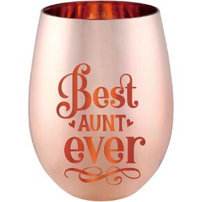 Best Aunt Ever Gifts- Aunt Gifts From Niece, Nephew - Mothers Day Birthday Gifts for Aunt，New Aunt, Auntie - 18Oz Rose Gold Wine Glass in Kuwait