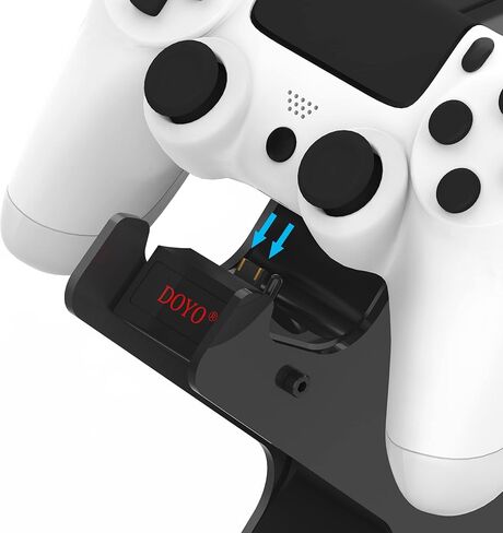 محطة شاحن وحدة تحكم PS4 مع منظم سماعات الرأس، قاعدة شحن وحدة تحكم Playstation 4 مع منفذ شحن سريع، شاحن بديل لجهاز PS4 Slim Pro من DOYO in Kuwait