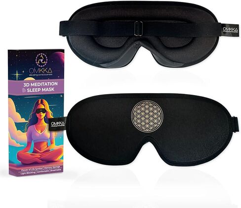 قناع عين للتأمل، غطاء عين حاجب للضوء للرجال والنساء، كوب محيطي ثلاثي الأبعاد بتصميم مريح للغاية، قابل للتعديل، مسامي، وميض بحرية. زهرة الحياة رمز الحماية in Kuwait