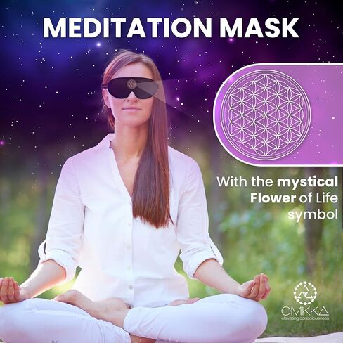 قناع عين للتأمل، غطاء عين حاجب للضوء للرجال والنساء، كوب محيطي ثلاثي الأبعاد بتصميم مريح للغاية، قابل للتعديل، مسامي، وميض بحرية. زهرة الحياة رمز الحماية in Kuwait