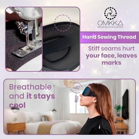 قناع عين للتأمل، غطاء عين حاجب للضوء للرجال والنساء، كوب محيطي ثلاثي الأبعاد بتصميم مريح للغاية، قابل للتعديل، مسامي، وميض بحرية. زهرة الحياة رمز الحماية in Kuwait